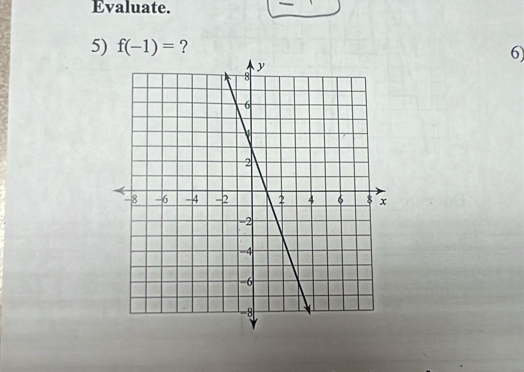 Evaluate. 
5) f(-1)= ? 
6)