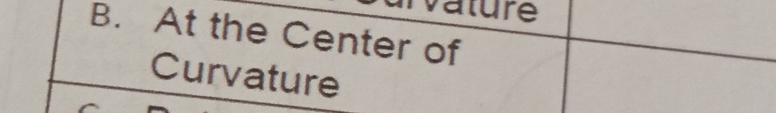 vature 
B. At the Center of 
Curvature