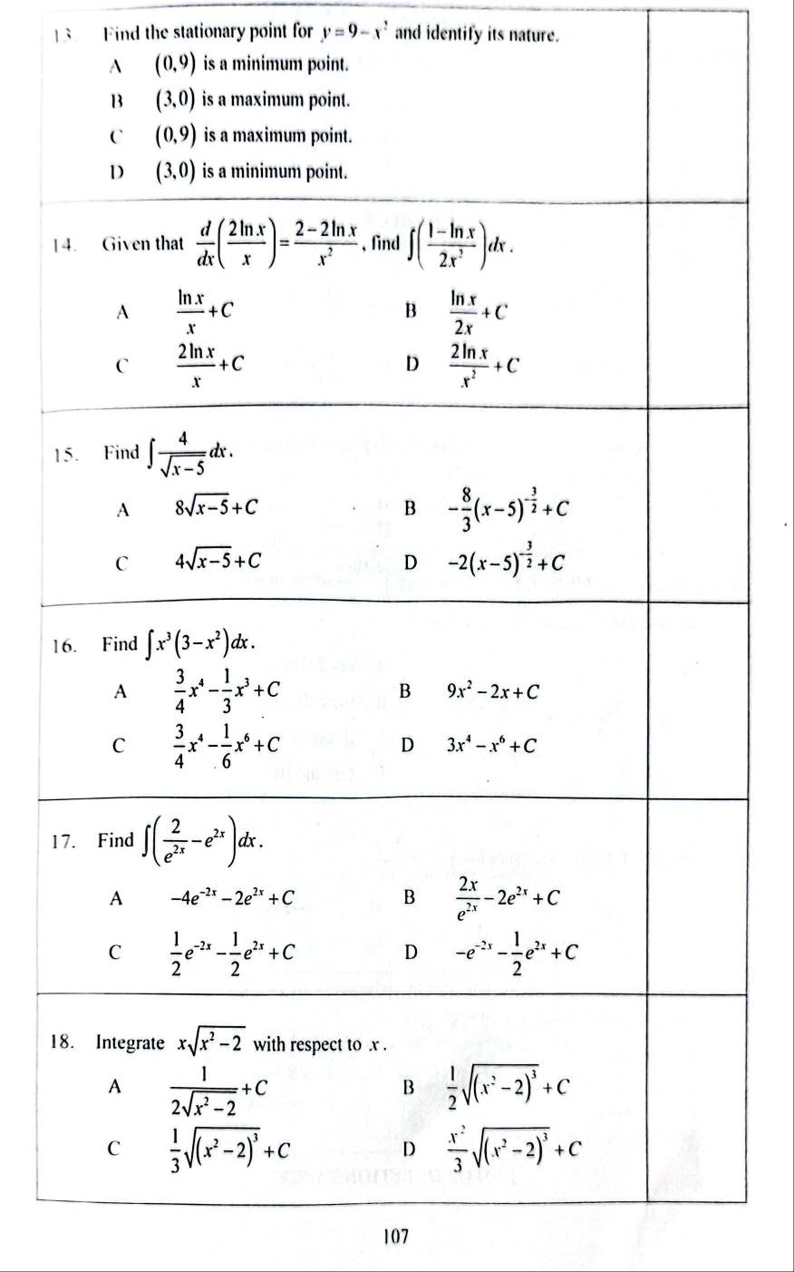 Find the stationary point for y=9-x^2 and identify its nature.
(0,9) is a minimum point.
1
1
1
1
18
107