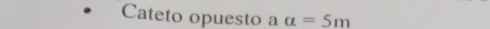 Cateto opuesto a alpha =5m