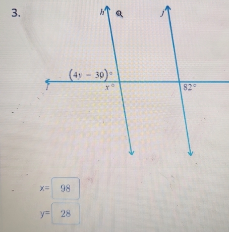 x= 98
y= 28