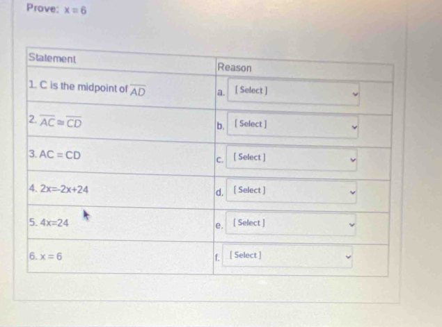 Prove: x=6