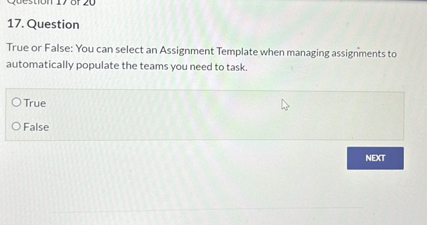 Solved: destion 17 of 20 17. Question True or False: You can select an ...