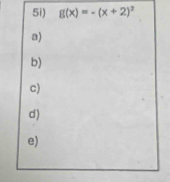 5i) g(x)=-(x+2)^2
a)
b)
c)
d)
e)