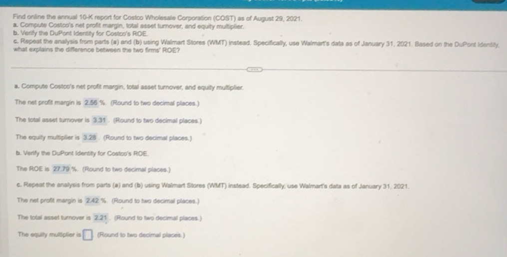 Solved: Find online the annual 10-K report for Costco Wholesale ...