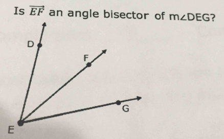 Is vector EF an angle bisector of m∠ DEG ?