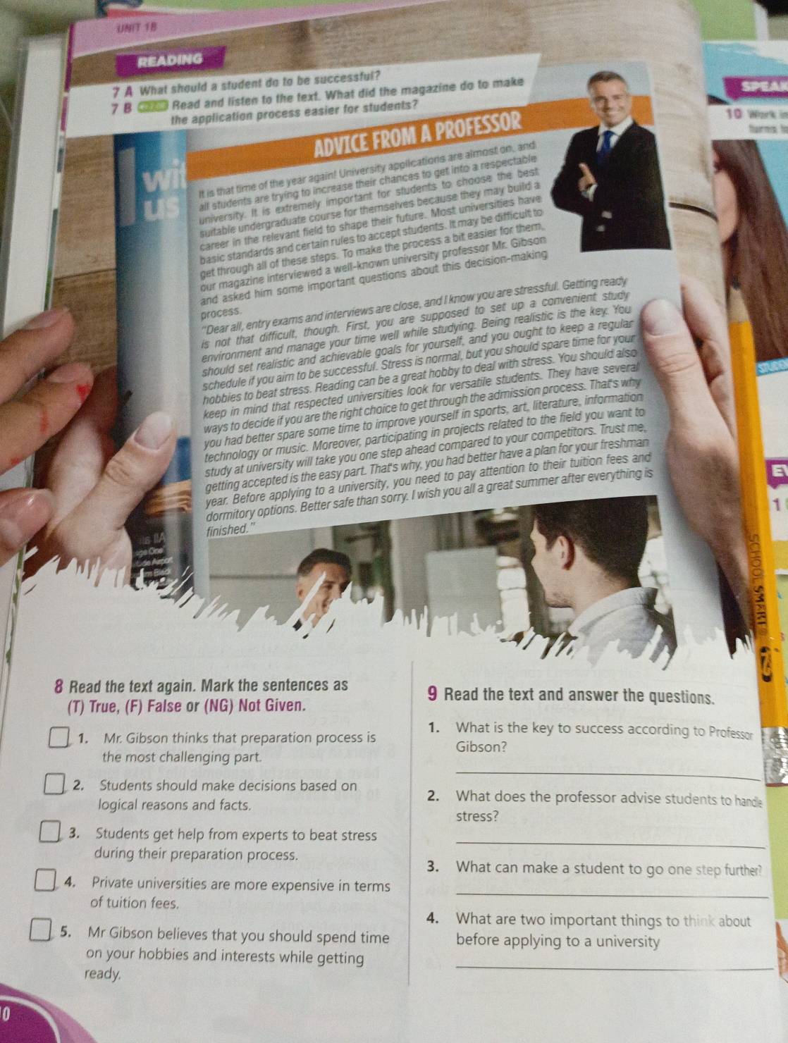 Resuelto:READING ? A What should a student do to be successful? 7 B Ce ...