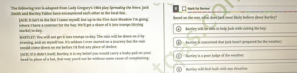Solved: The following text is adapted from Lady Gregory's 1904 play ...