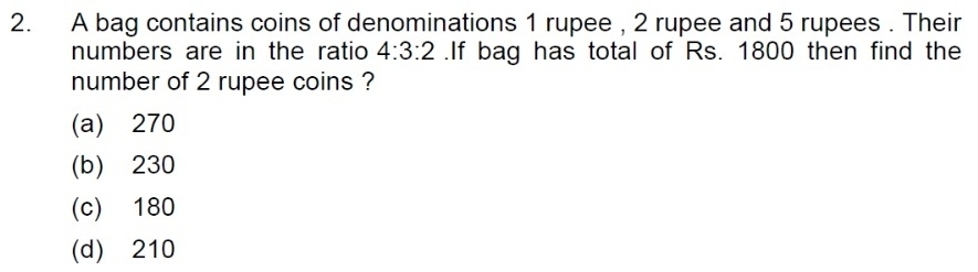 Solved: A bag contains coins of denominations 1 rupee , 2 rupee and 5 ...