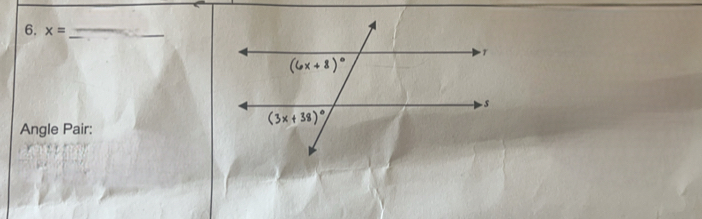 x= _
Angle Pair: