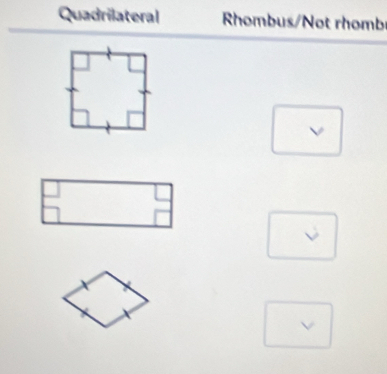 Quadrilateral Rhombus/Not rhomb
V