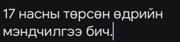 17 насны тθрсен θдрийн 
мэндчилгээ бич.