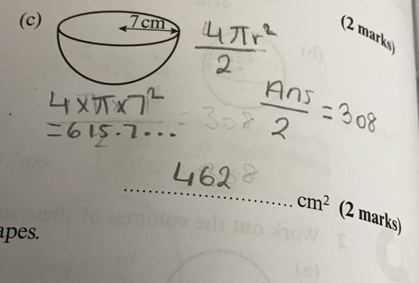 cm^2 (2 marks) 
pes.