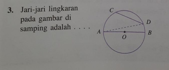 Jari-jari lingkaran 
pada gambar di 
samping adalah ._ ....