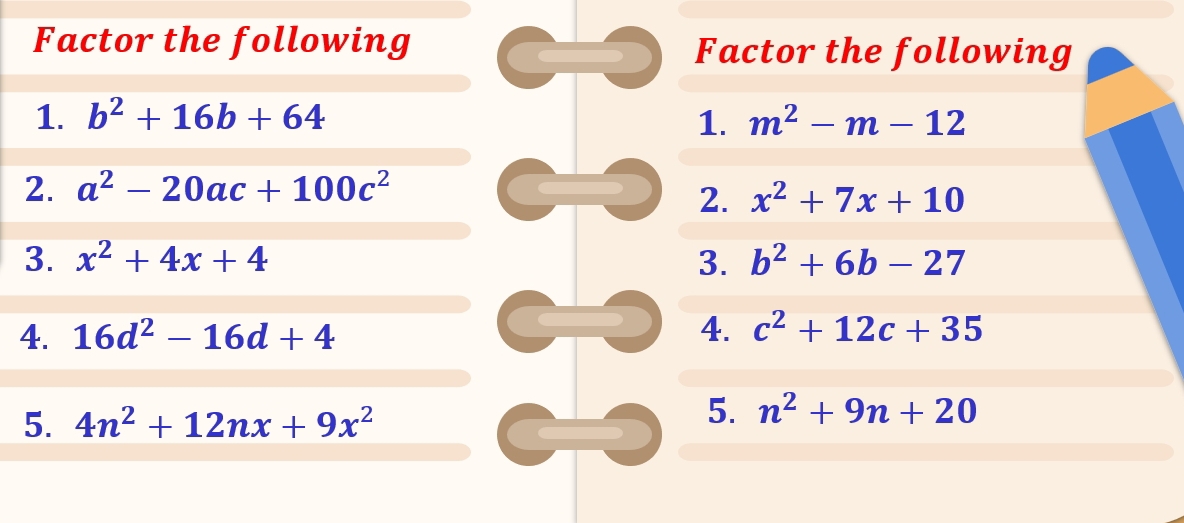 Solved: Factor the following Factor the following 1. b^2+16b+64 1. m^2 ...