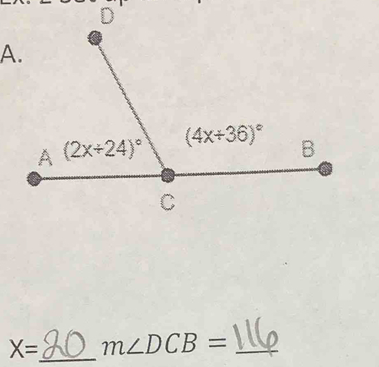 X= _ m∠ DCB= _