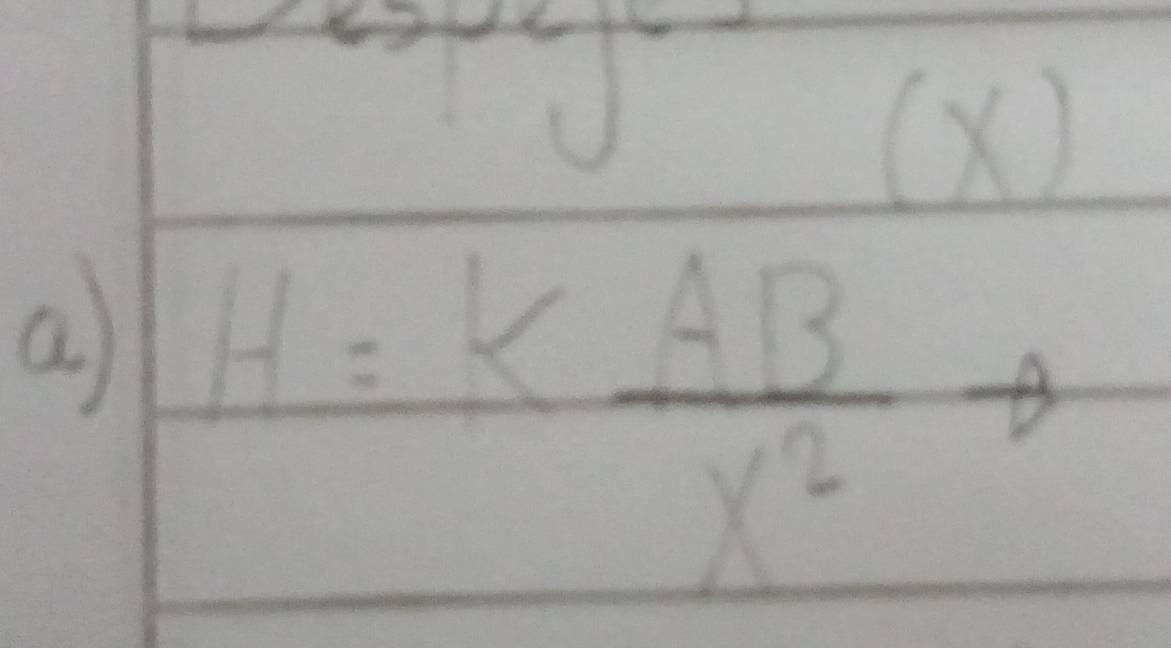 b=8 overline (x)
a H=k AB/x^2 Rightarrow