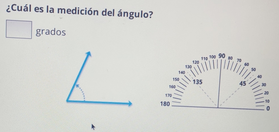 ¿Cuál es la medición del ángulo? 
grados