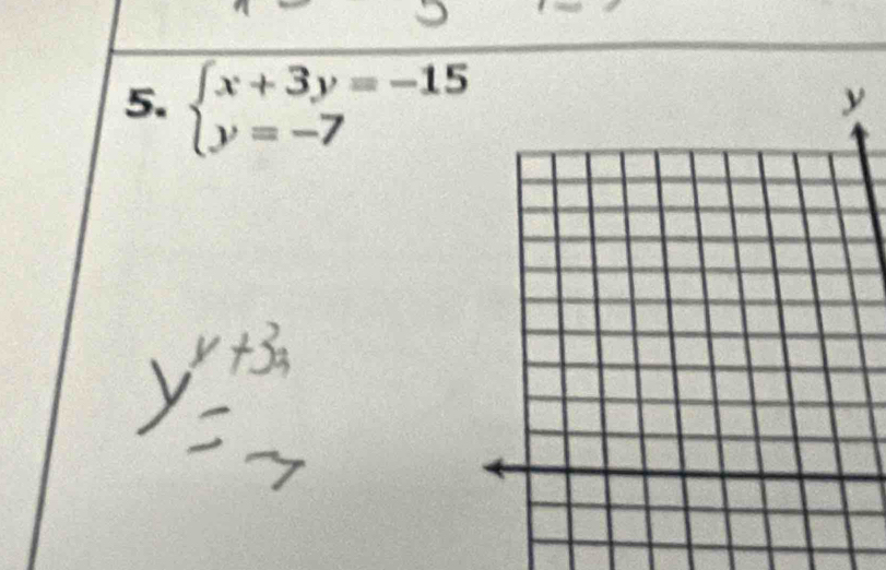 beginarrayl x+3y=-15 y=-7endarray.