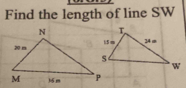 Find the length of line SW