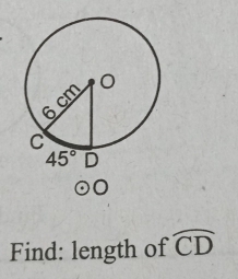 odot O
Find: length of widehat CD