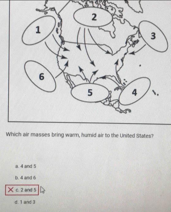 a. 4 and 5
b. 4 and 6
c. 2 and 5
d. 1 and 3