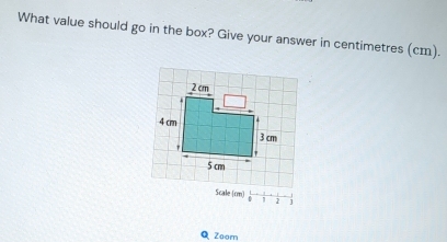 What value should go in the box? Give your answer in centimetres (cm).
Q Zoom