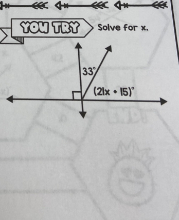 YOu TRY Solve for x.