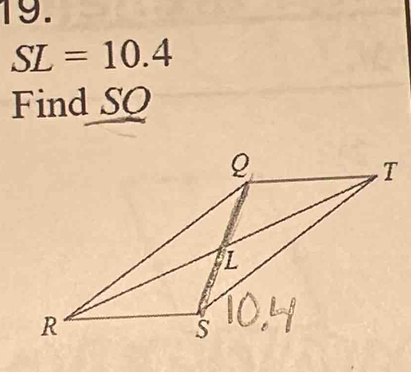 SL=10.4
Find SO