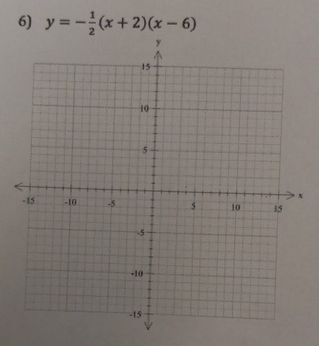 y=- 1/2 (x+2)(x-6)