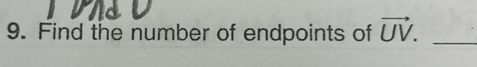 Find the number of endpoints of vector UV. _