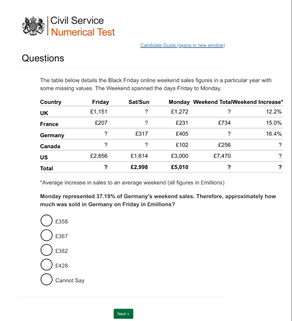 Solved: Civil Service Numerical Test Candidate Guide (opens in new ...
