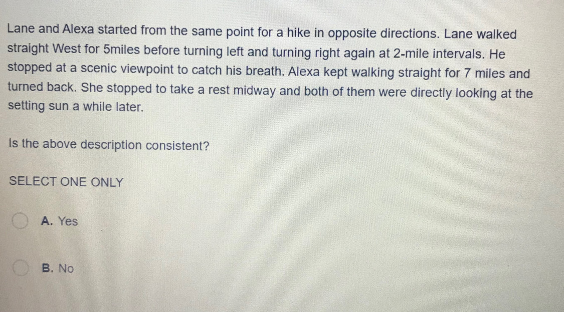 Solved: Lane and Alexa started from the same point for a hike in ...