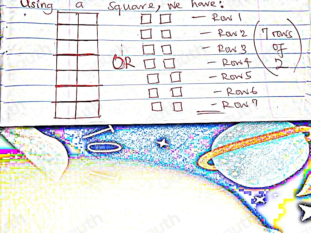 Solved: Draw an array that shows 7 rows of 2. [Math]
