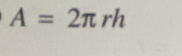 A=2π rh