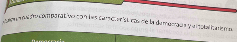 ealiza un cuadro comparativo con las características de la democracia y el totalitarismo.