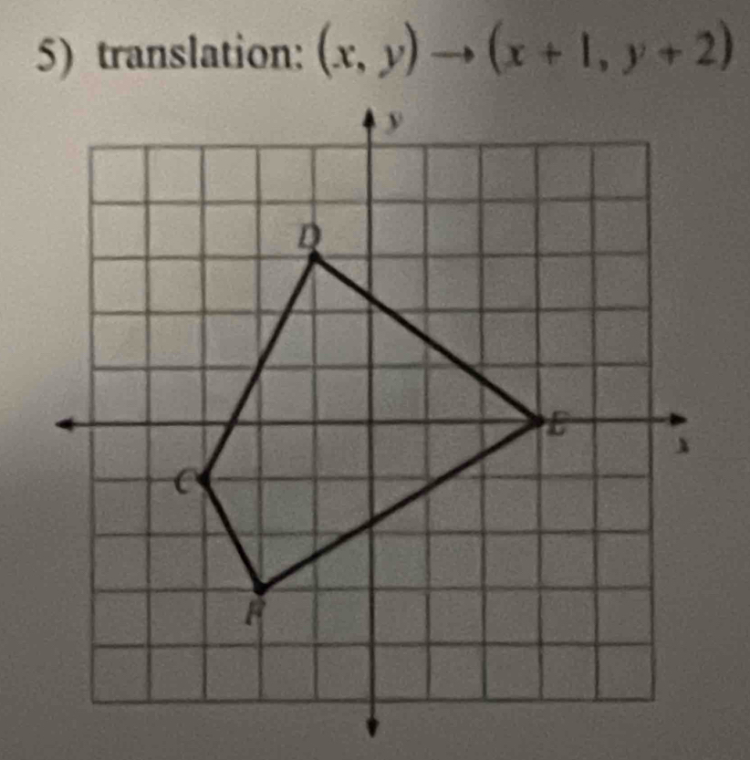 5)translation: (x,y)to (x+1,y+2)