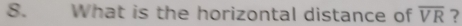 What is the horizontal distance of overline VR ?