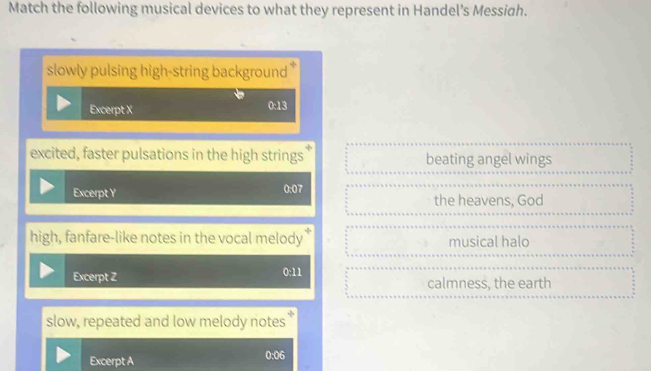 Solved: Match the following musical devices to what they represent in ...