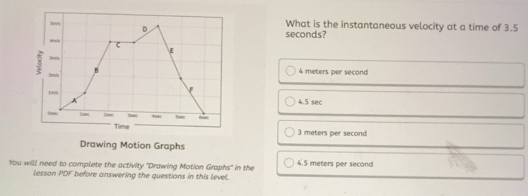 Solved: Bos's D What is the instantaneous velocity at a time of 3.5 ...