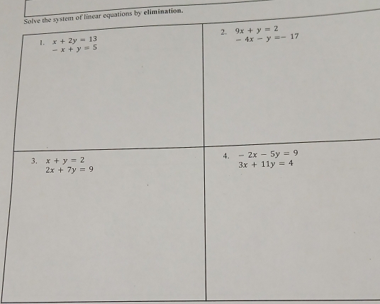 equations by elimination.