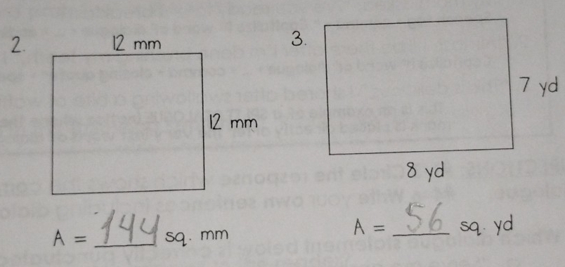 A=
A= _ sq. mm _ sq. yd