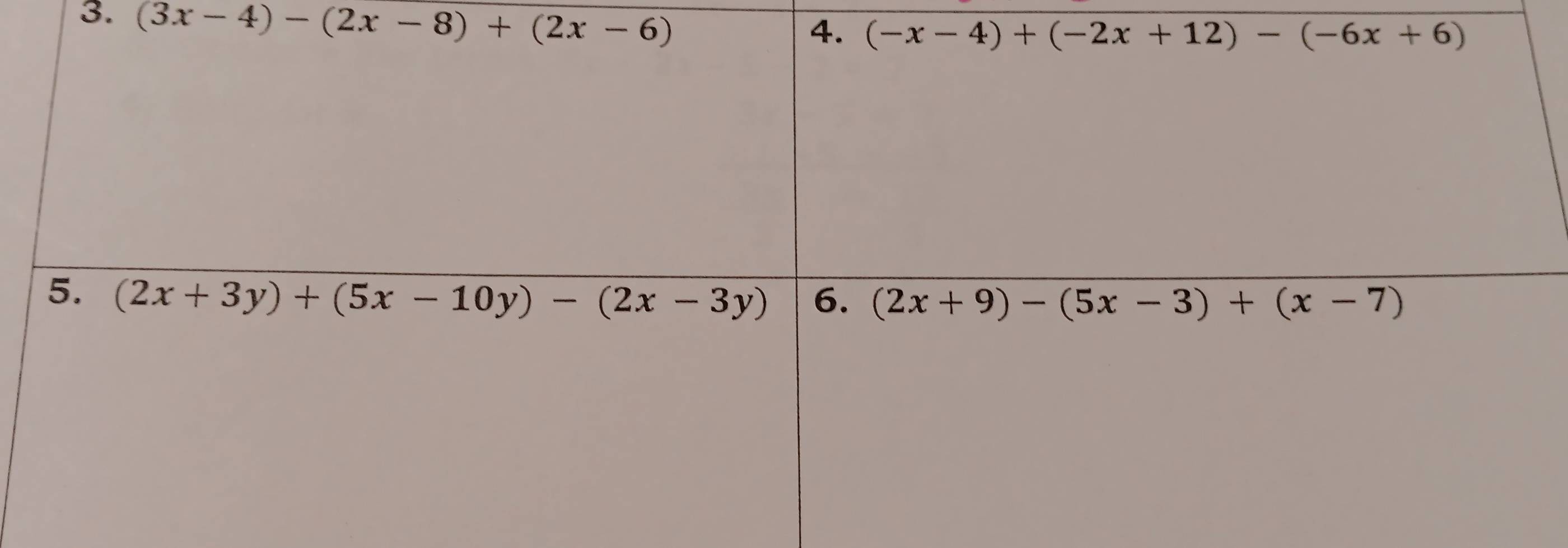 (3x-4)-(2x-8)+(2x-6)