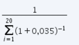 frac 1(sumlimits _i=1)^(20)(1+0,035)^-1