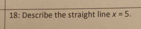 18: Describe the straight line x=5.