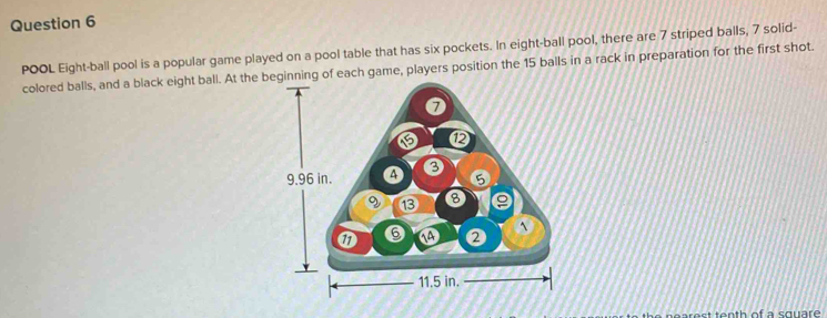 Solved: POOL Eight-ball pool is a popular game played on a pool table ...