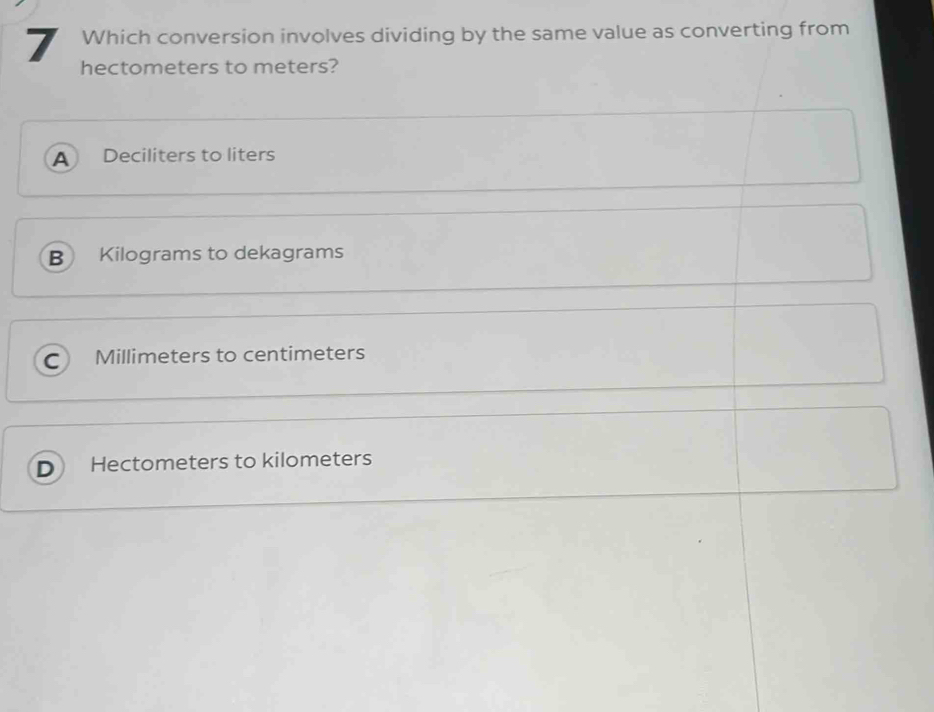Solved: Which conversion involves dividing by the same value as ...