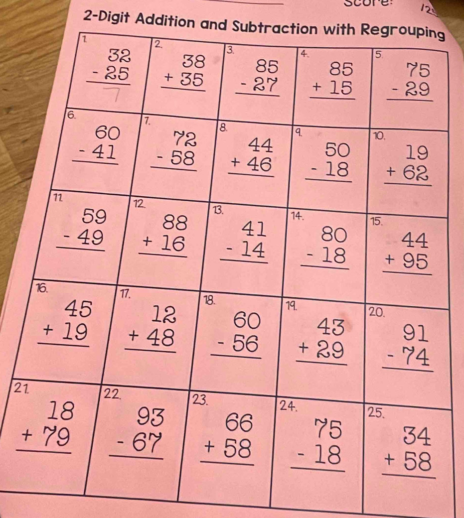 score: 12
2-Digit Addition and Sug
2