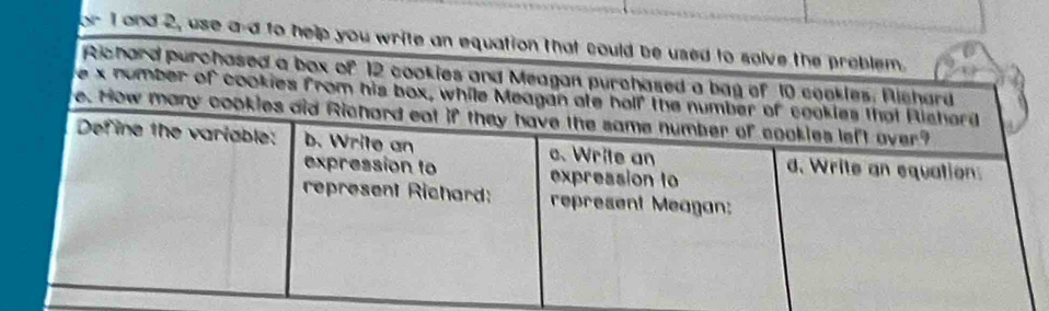 and 2, use a-d to help you write an e