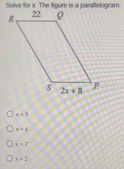 x=9
x=6
x=7
x=2